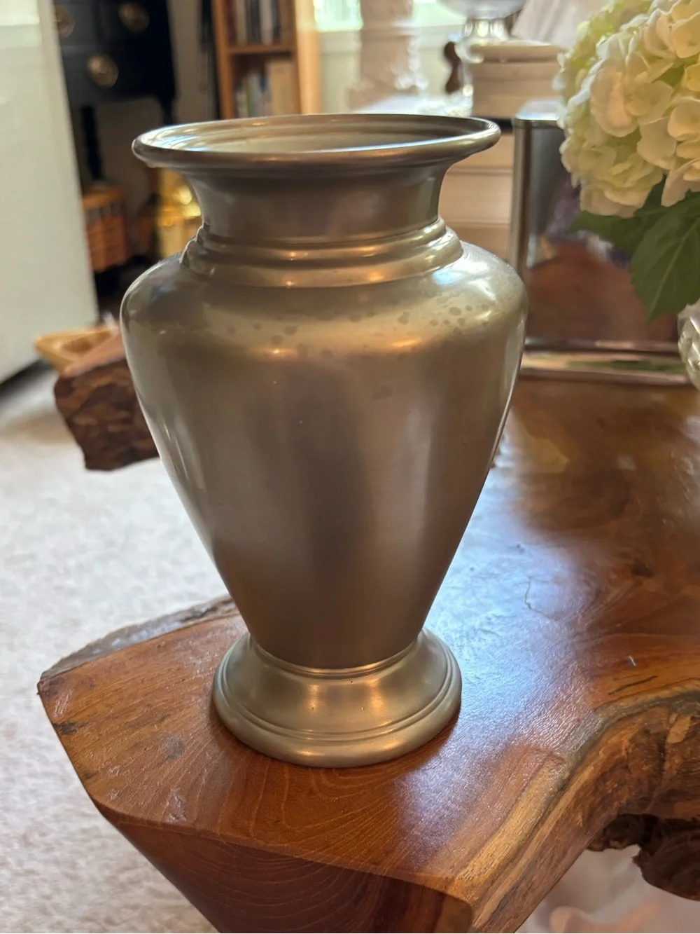 Restoration hardware pewter colored metal vase